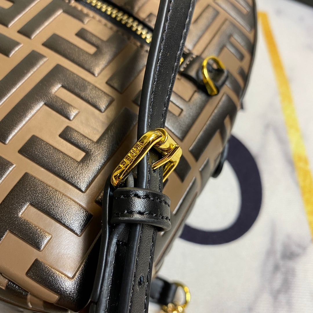 Fendi FF Monogram Mini Backpack - Brown/Black Designer Bag