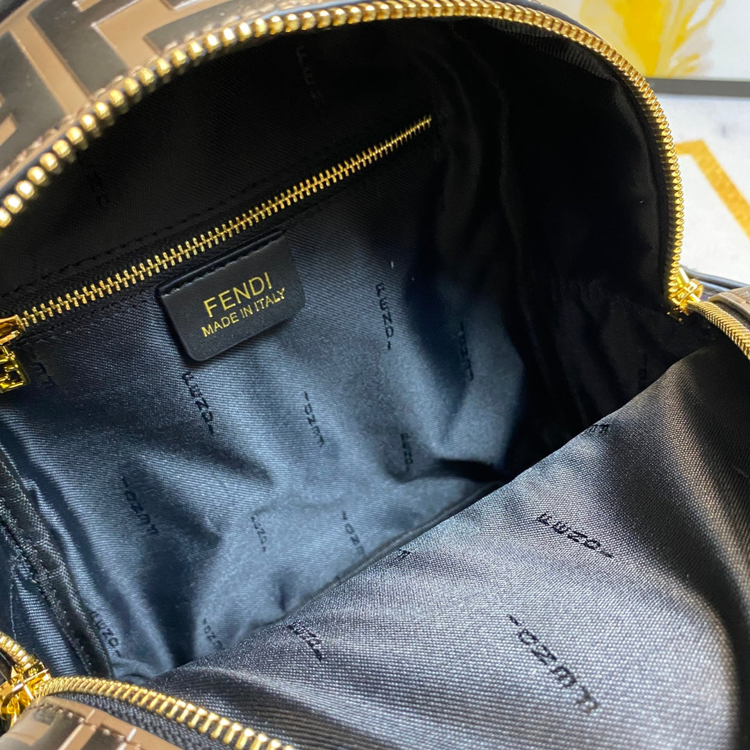 Fendi FF Monogram Mini Backpack - Brown/Black Designer Bag
