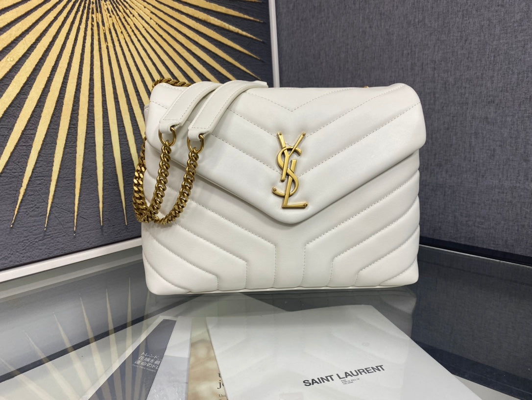 Saint Laurent LouLou Small Quilted Leather Shoulder Bag - White