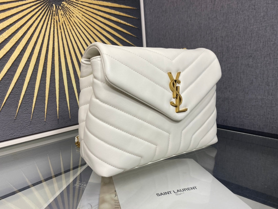Saint Laurent LouLou Small Quilted Leather Shoulder Bag - White