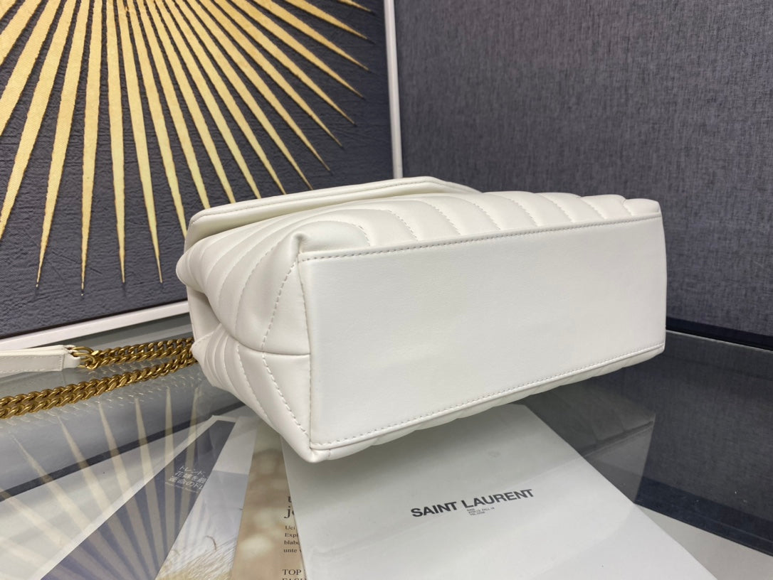 Saint Laurent LouLou Small Quilted Leather Shoulder Bag - White