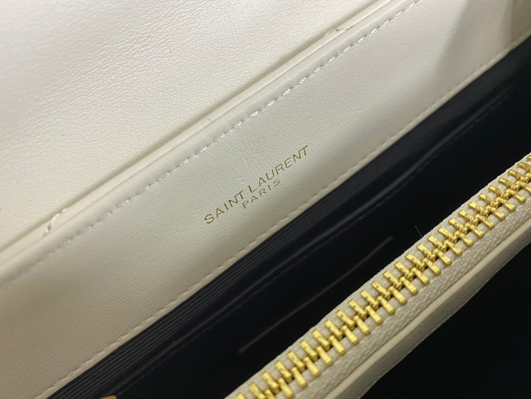 Saint Laurent LouLou Small Quilted Leather Shoulder Bag - White