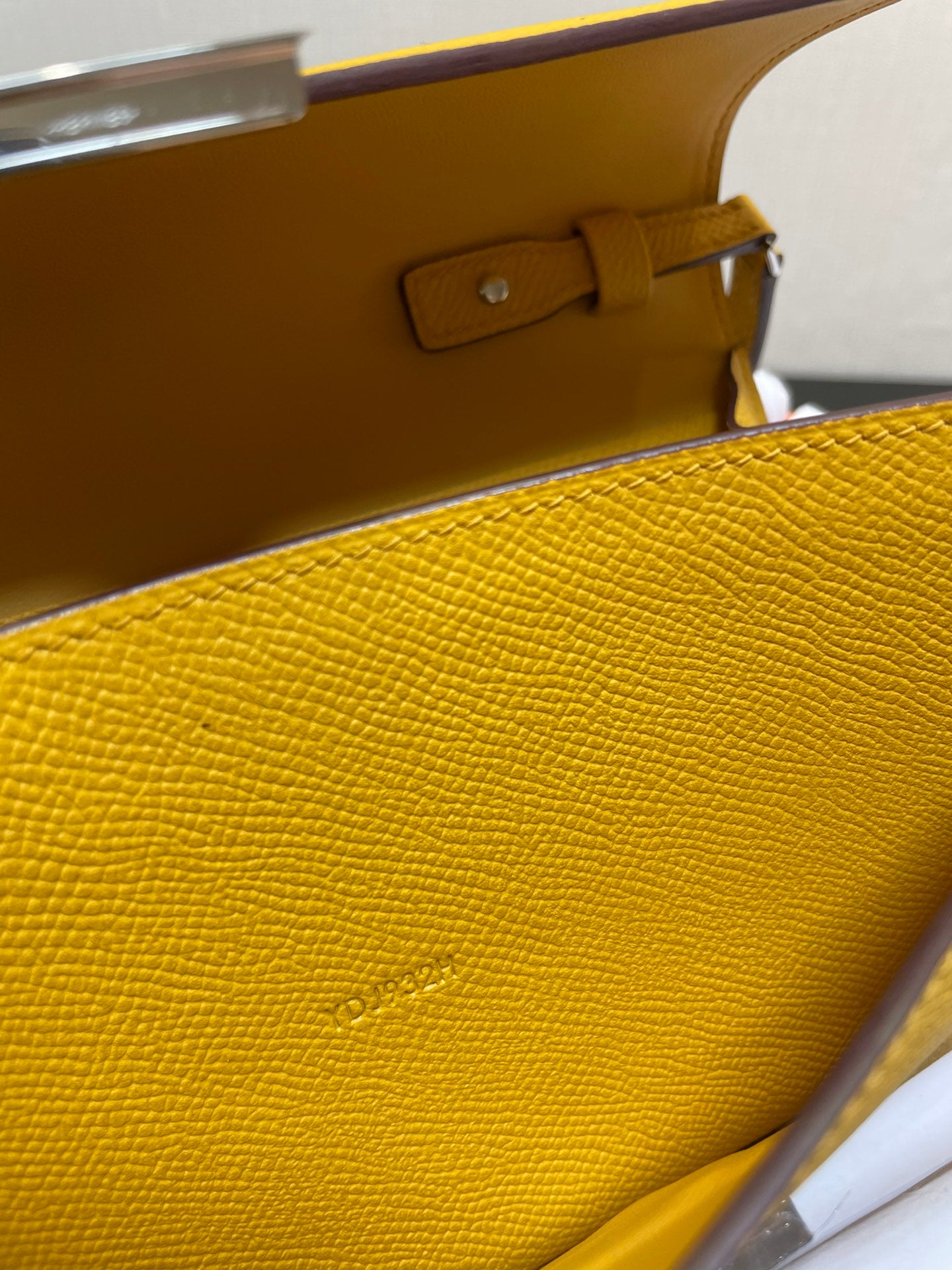 Luxury Designer Style Yellow Leather Clutch Bag with Gold H-Clasp