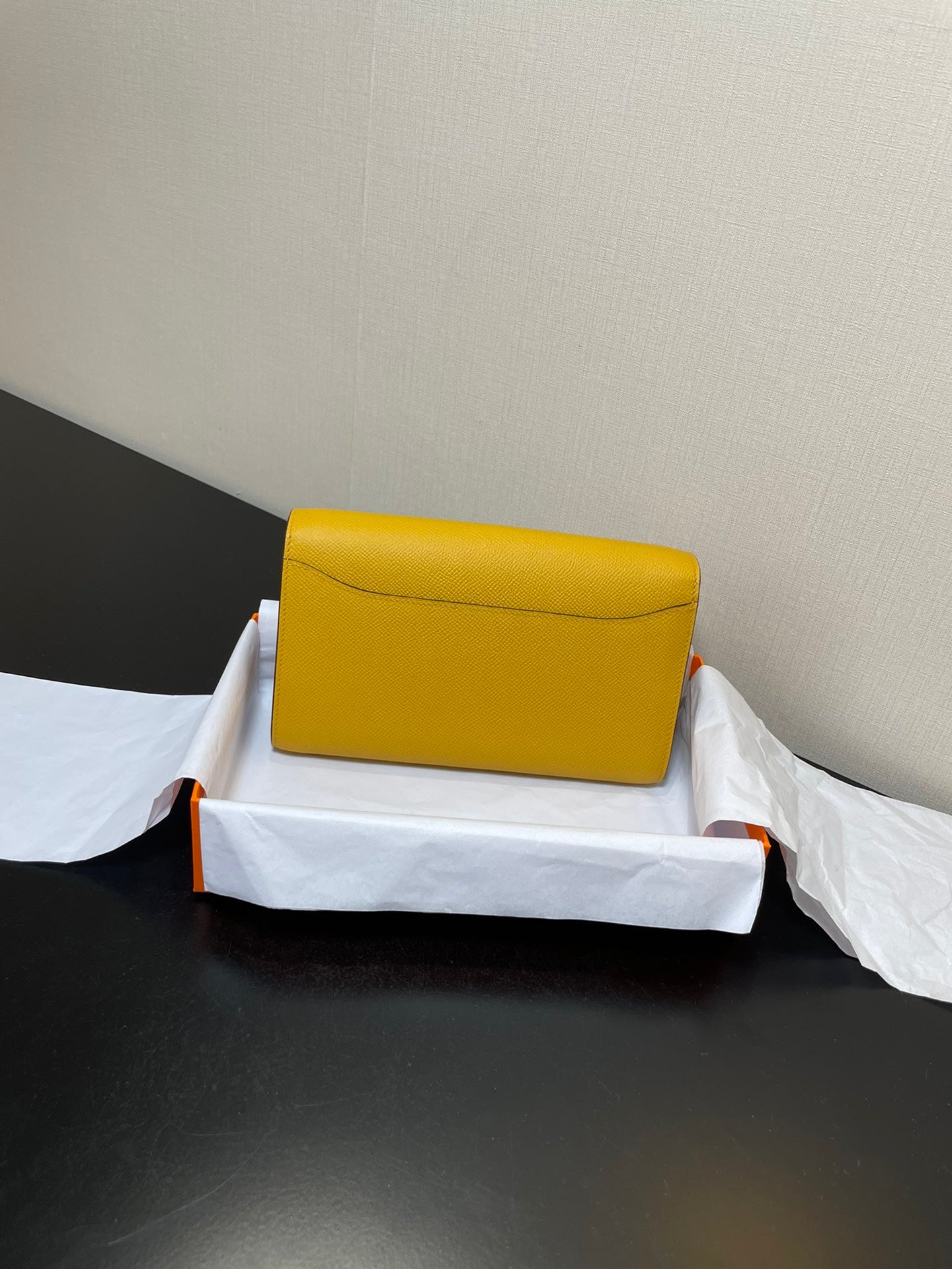 Luxury Designer Style Yellow Leather Clutch Bag with Gold H-Clasp