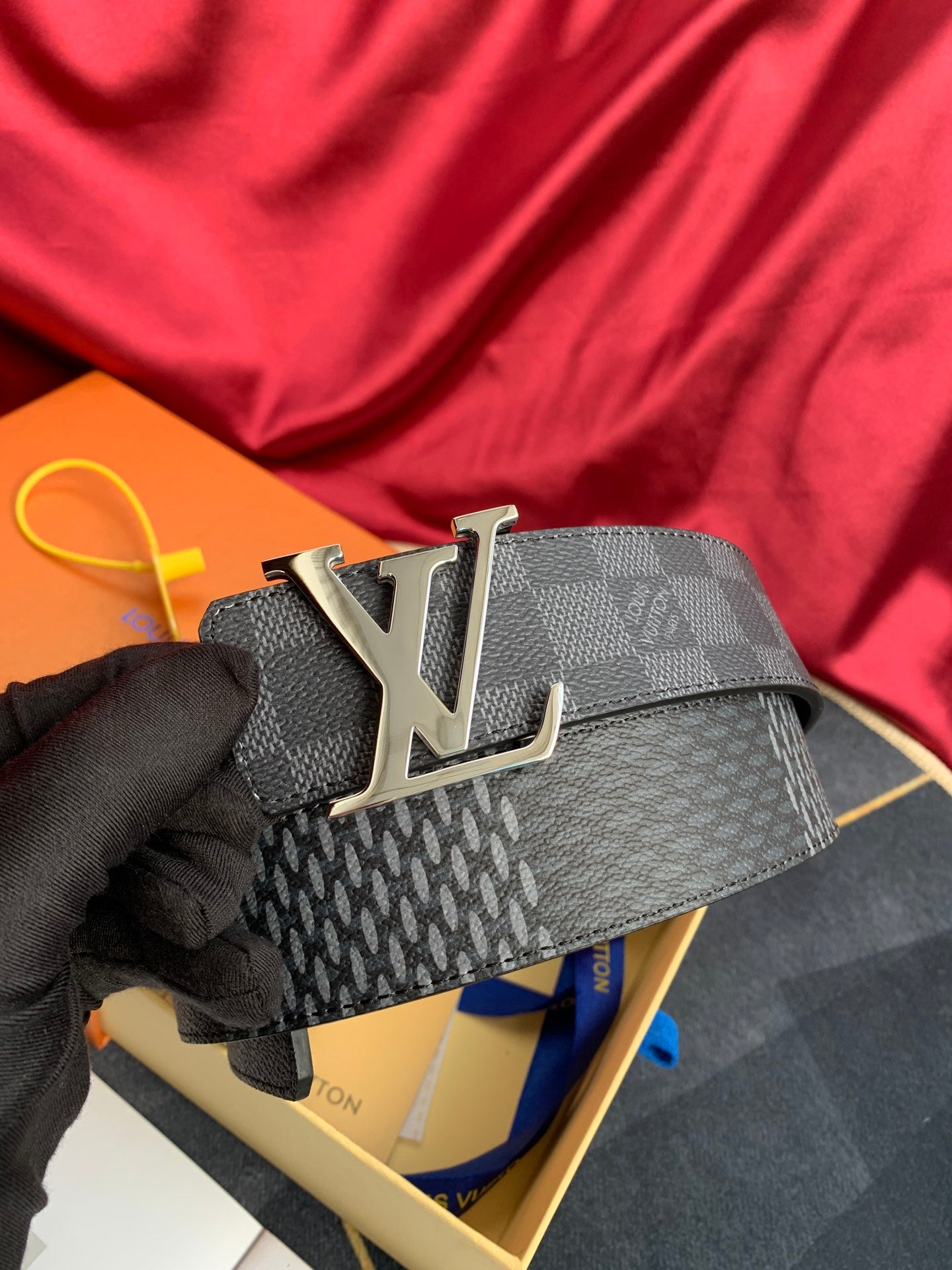 Louis Vuitton Men's LV Initiales 40mm Belt, Damier Graphite Canvas with Silver Buckle