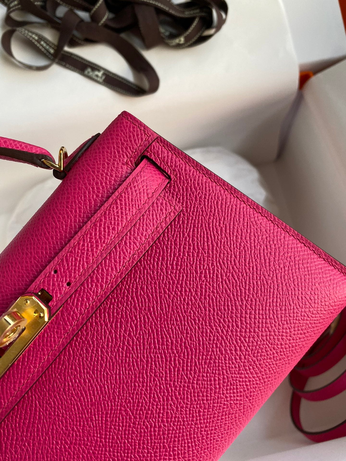 Hermès Kelly II Sellier 25 Rose Extreme Epsom Leather with Gold Hardware