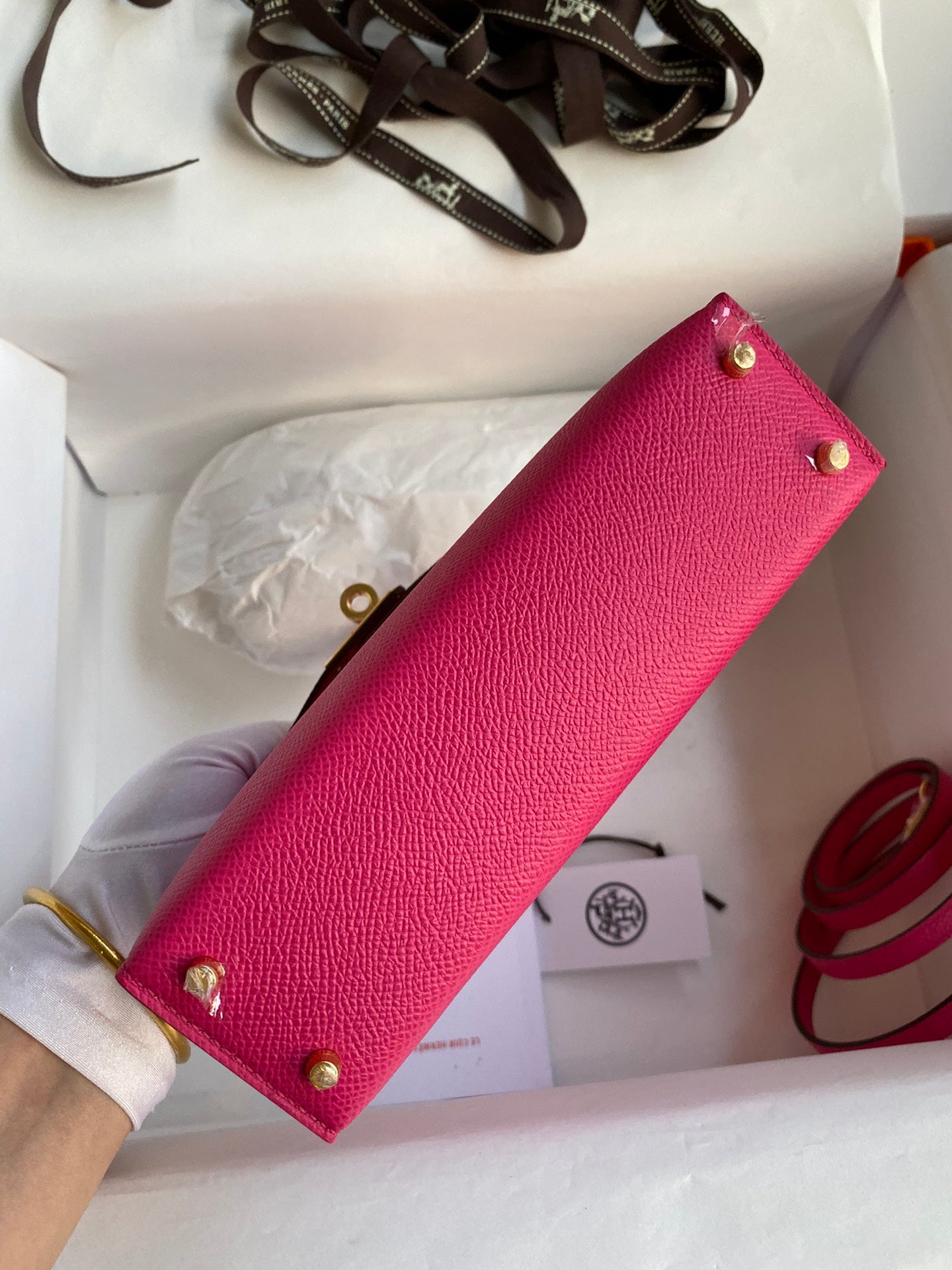 Hermès Kelly II Sellier 25 Rose Extreme Epsom Leather with Gold Hardware