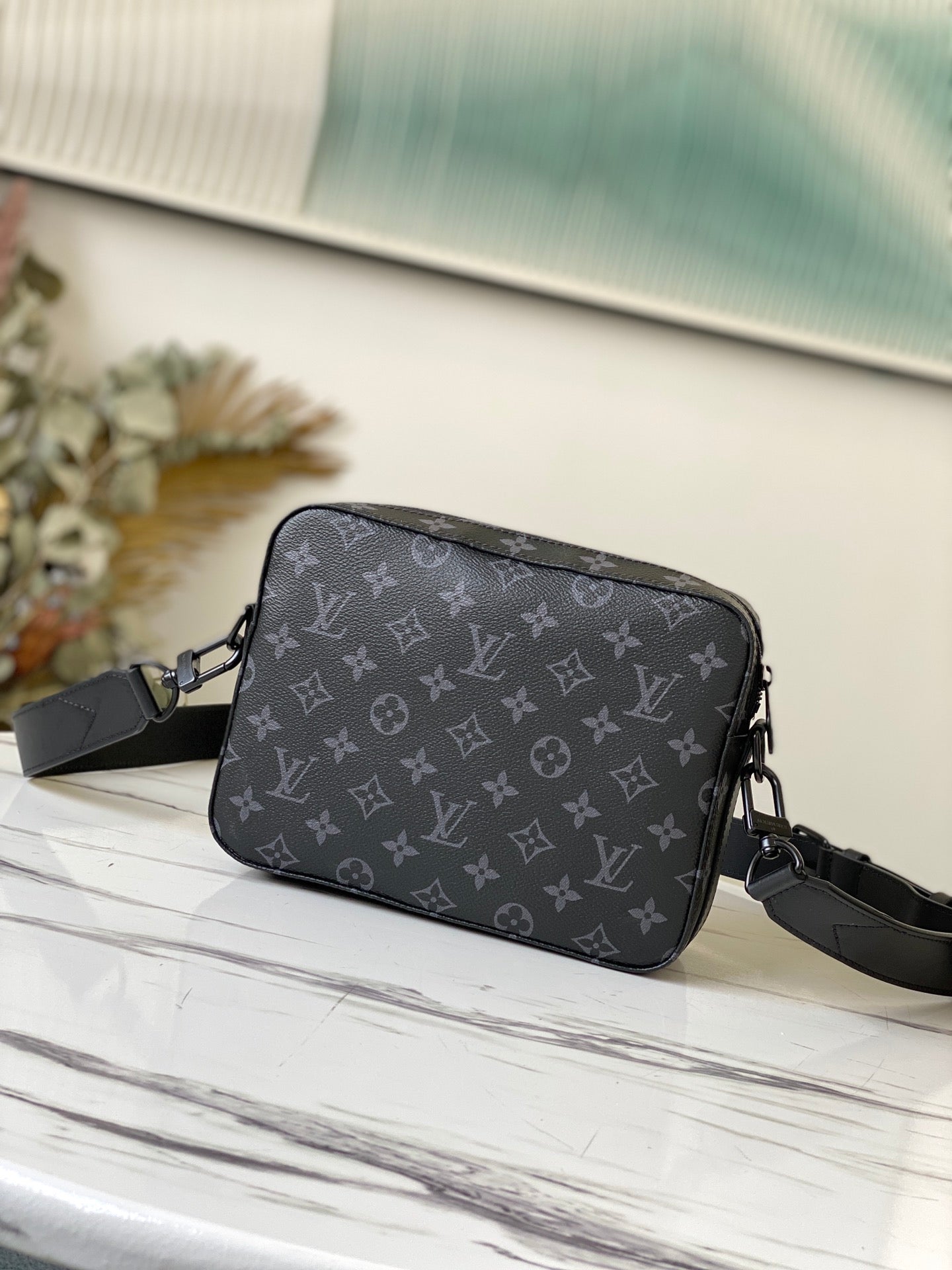 Louis Vuitton Monogram Eclipse Canvas Messenger Bag with Black Hardware