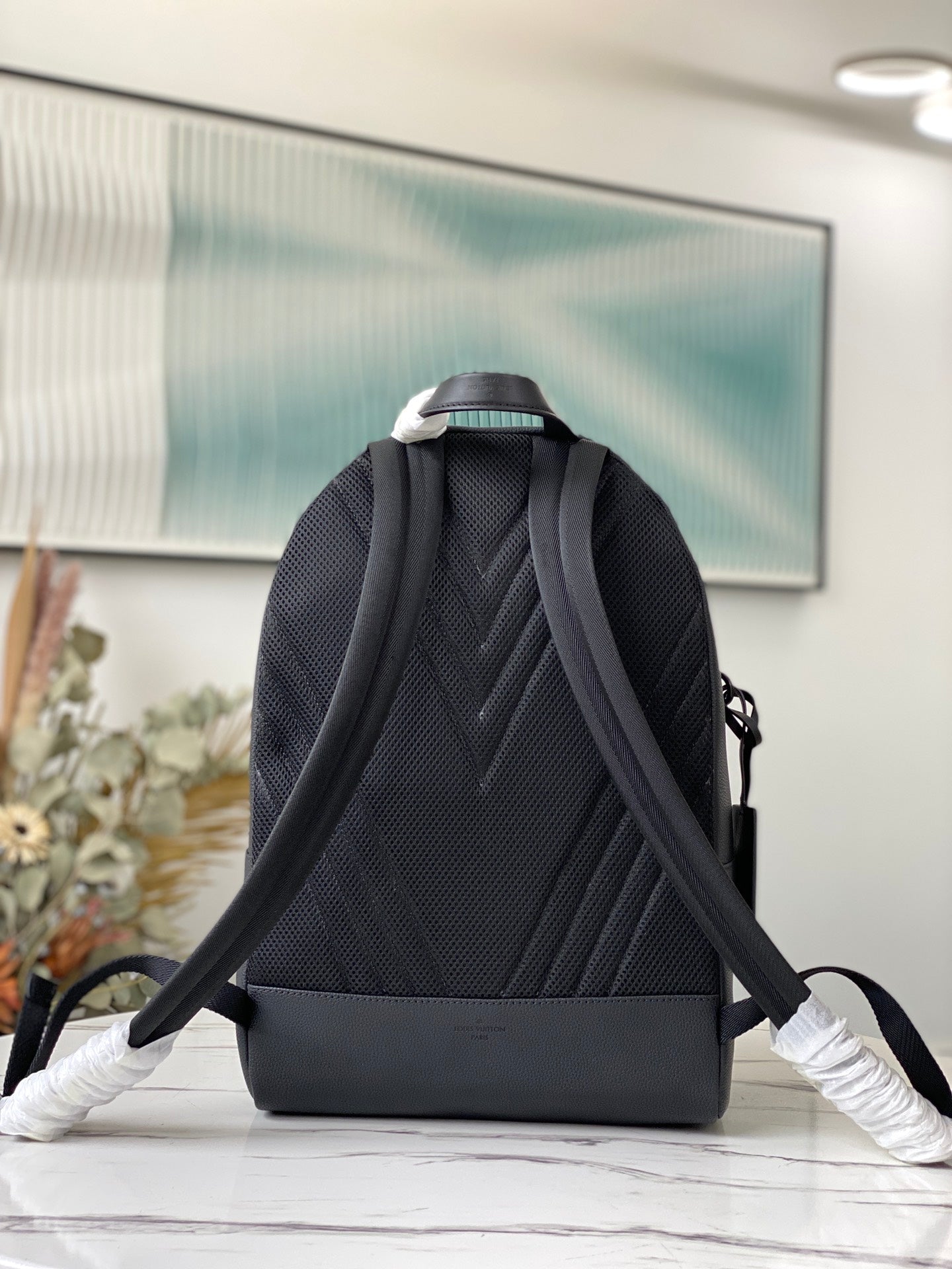 Louis Vuitton Aerogram Backpack in Black Grained Calfskin Leather