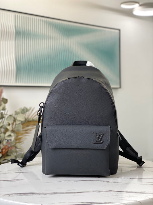 Louis Vuitton Aerogram Backpack in Black Grained Calfskin Leather