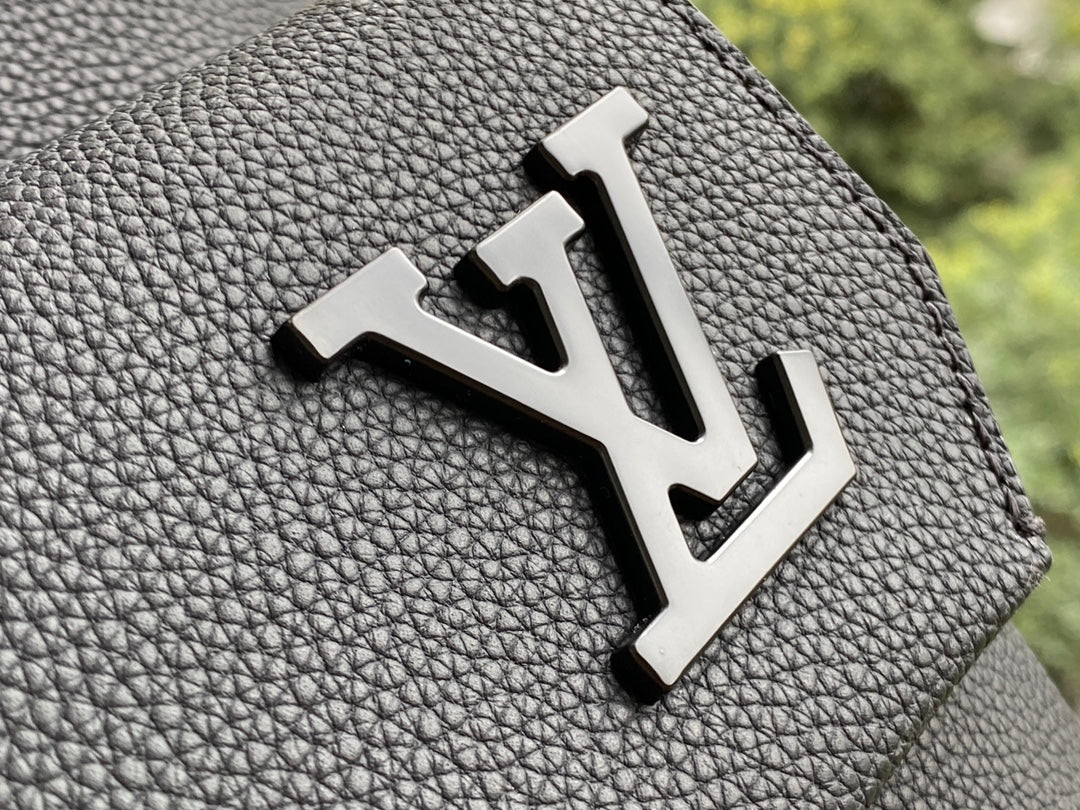 Louis Vuitton Aerogram Backpack in Black Grained Calfskin Leather
