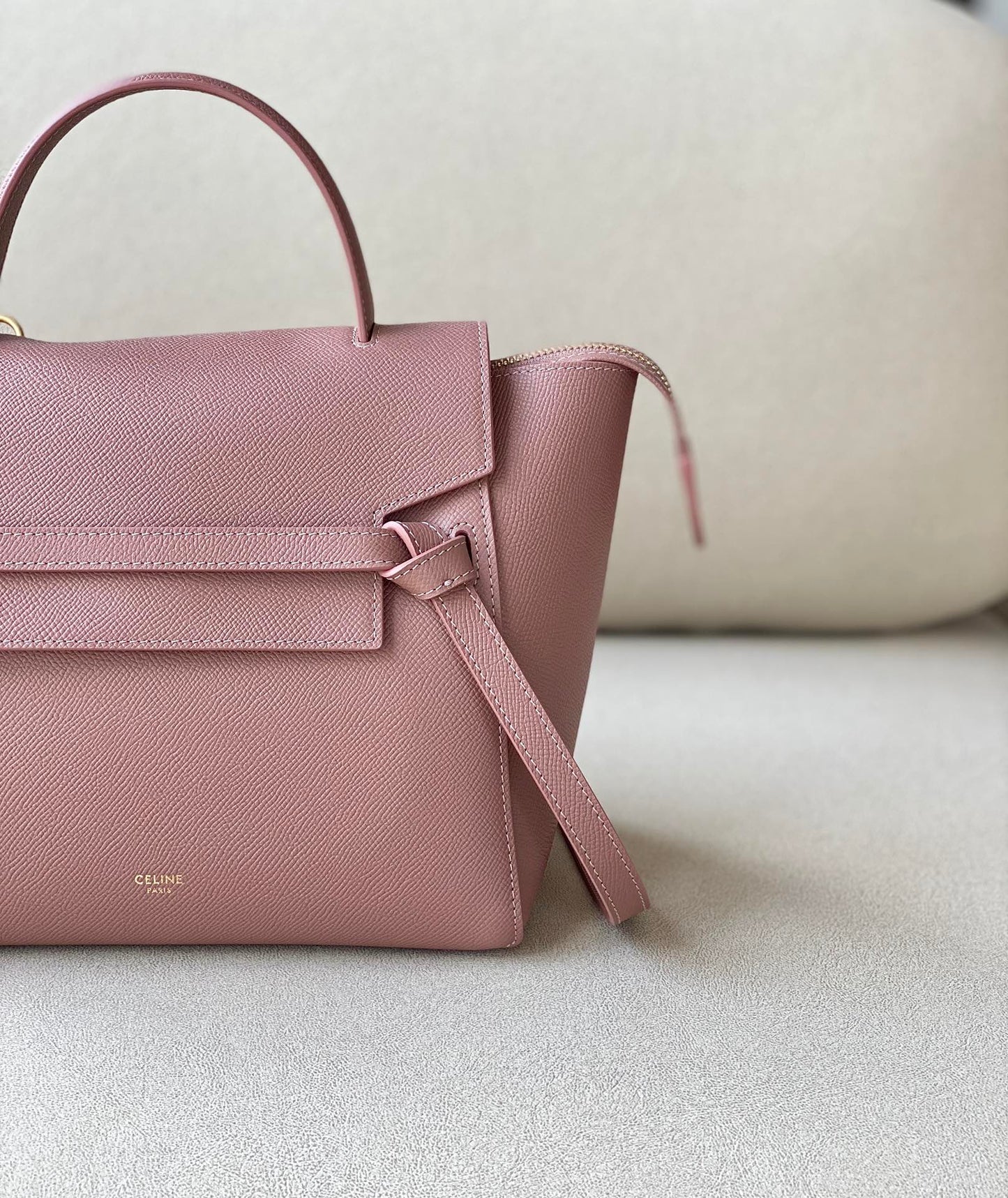 Celine Pico Belt Bag in Grained Calfskin - Antique Rose Pink