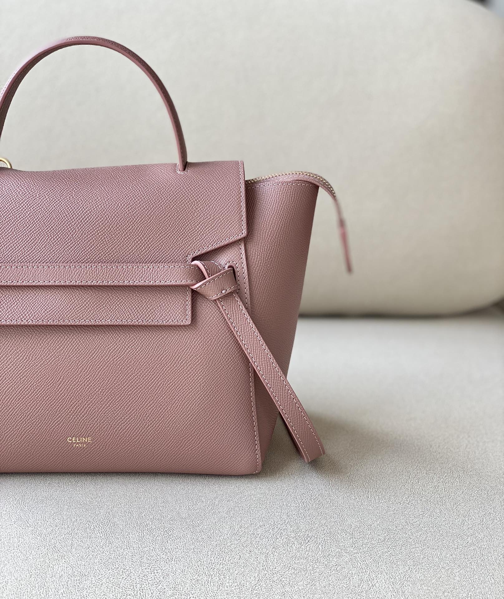 Celine Pico Belt Bag in Grained Calfskin - Antique Rose Pink