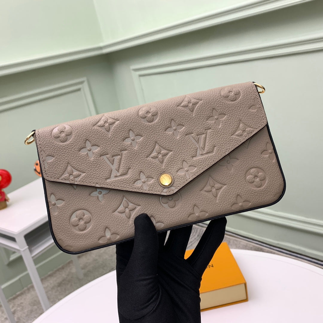 Louis Vuitton Félicie Pochette Monogram Empreinte Leather - Turtledove