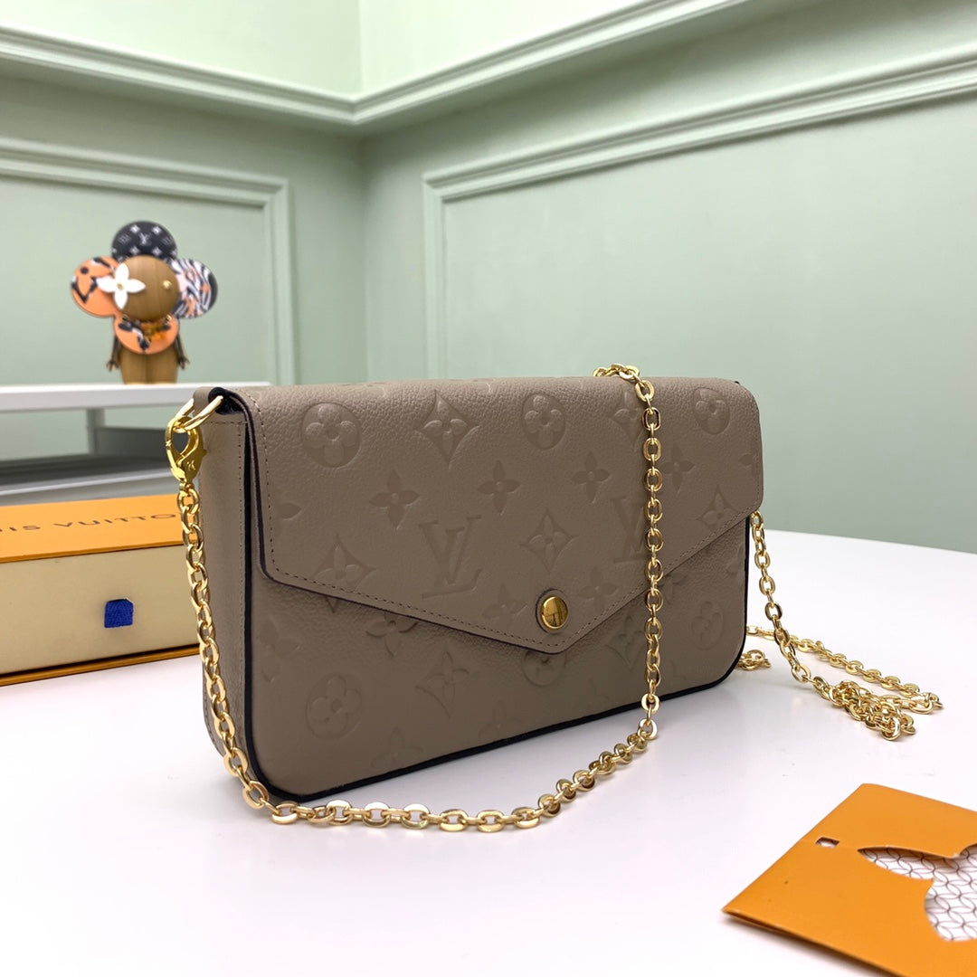 Louis Vuitton Félicie Pochette Monogram Empreinte Leather - Turtledove