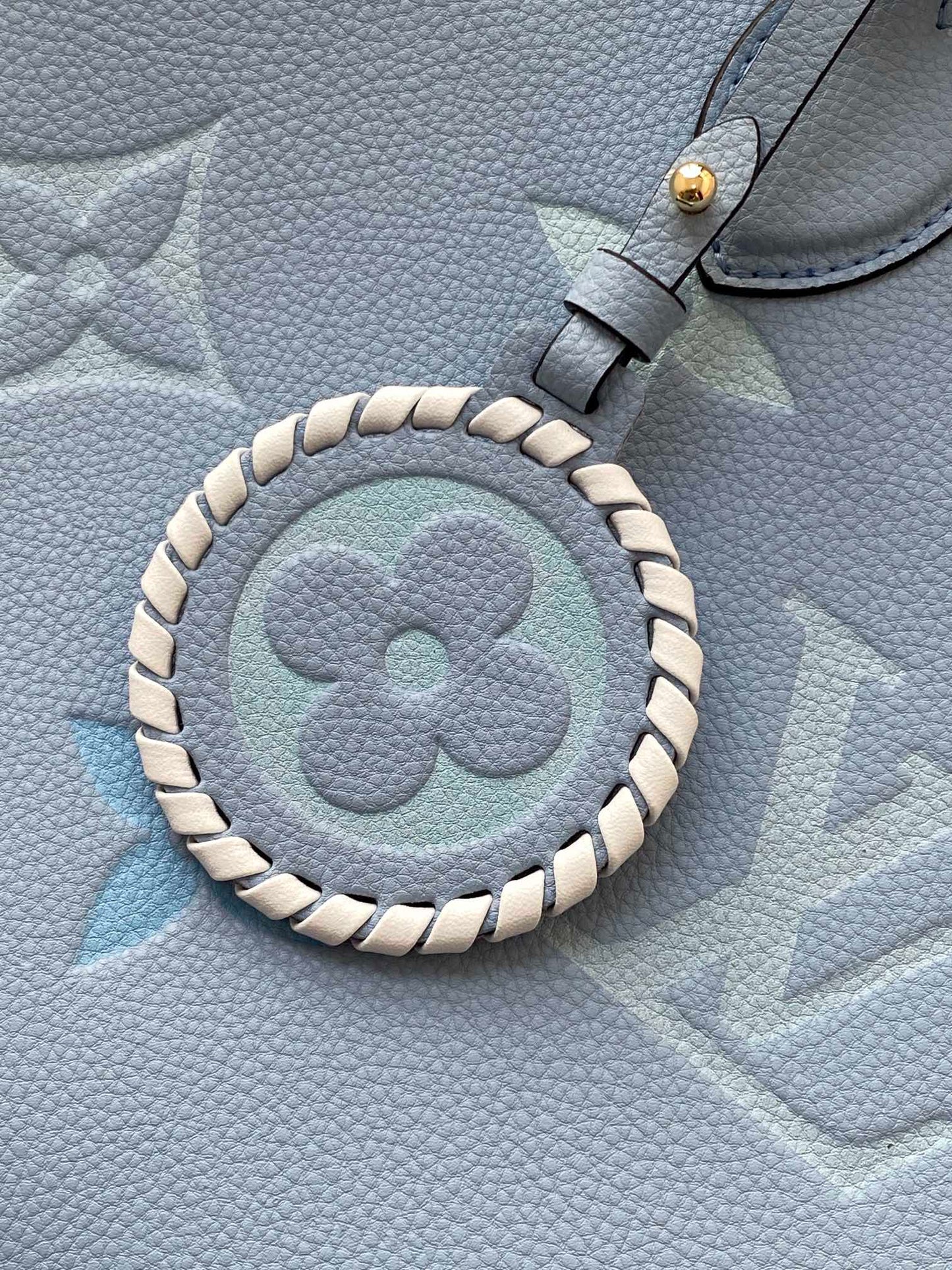 Louis Vuitton OnTheGo MM Monogram Empreinte Leather Tote Bag - Light Blue