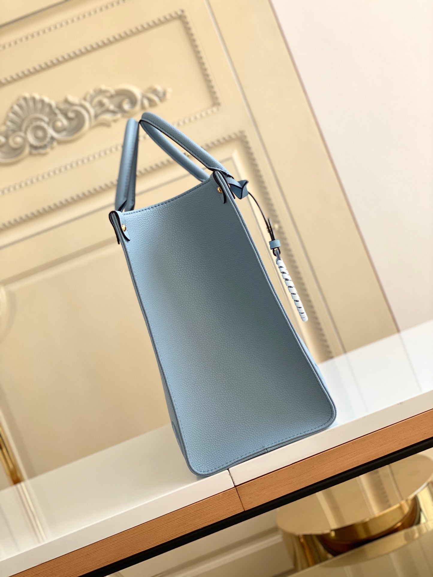 Louis Vuitton OnTheGo MM Monogram Empreinte Leather Tote Bag - Light Blue