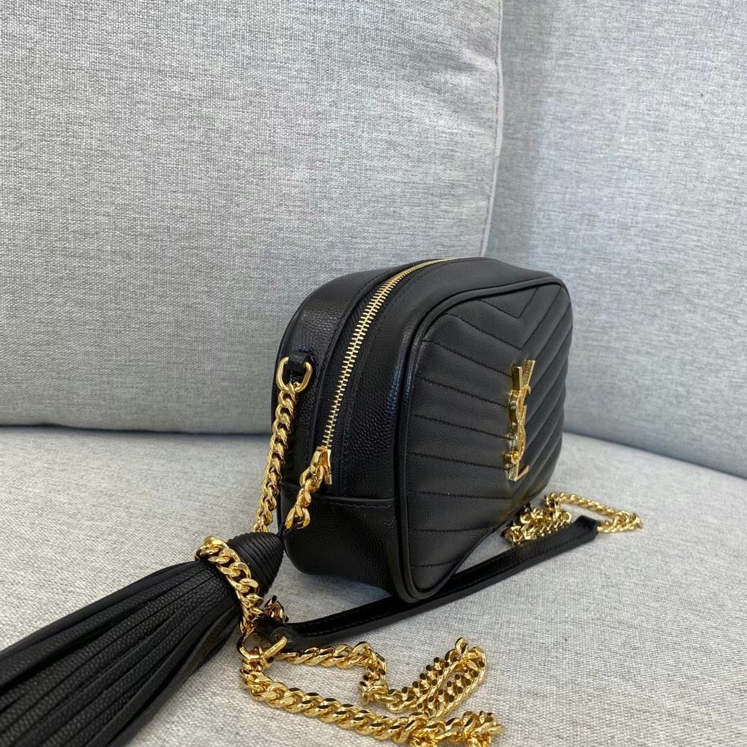 Saint Laurent Lou Quilted Leather Camera Bag - Black