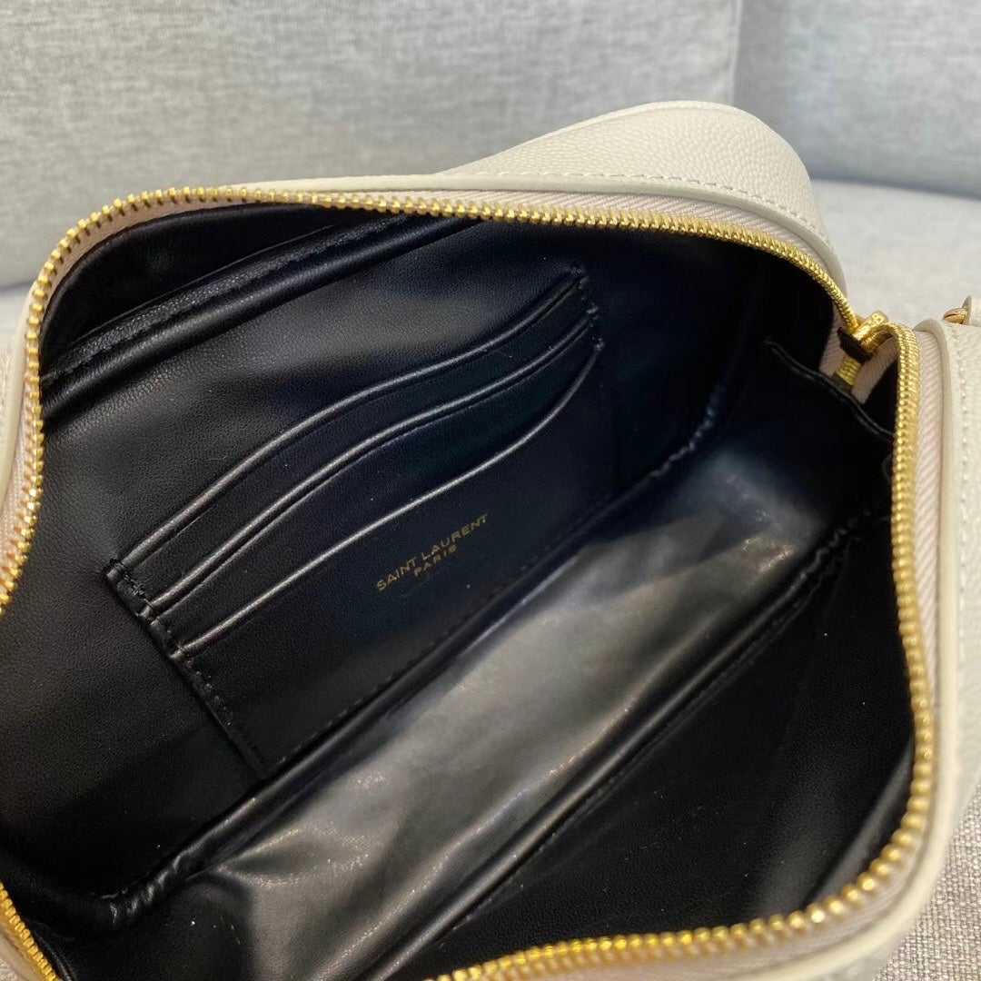 Saint Laurent Lou Camera Bag in Quilted Leather - Cream with Gold Hardware