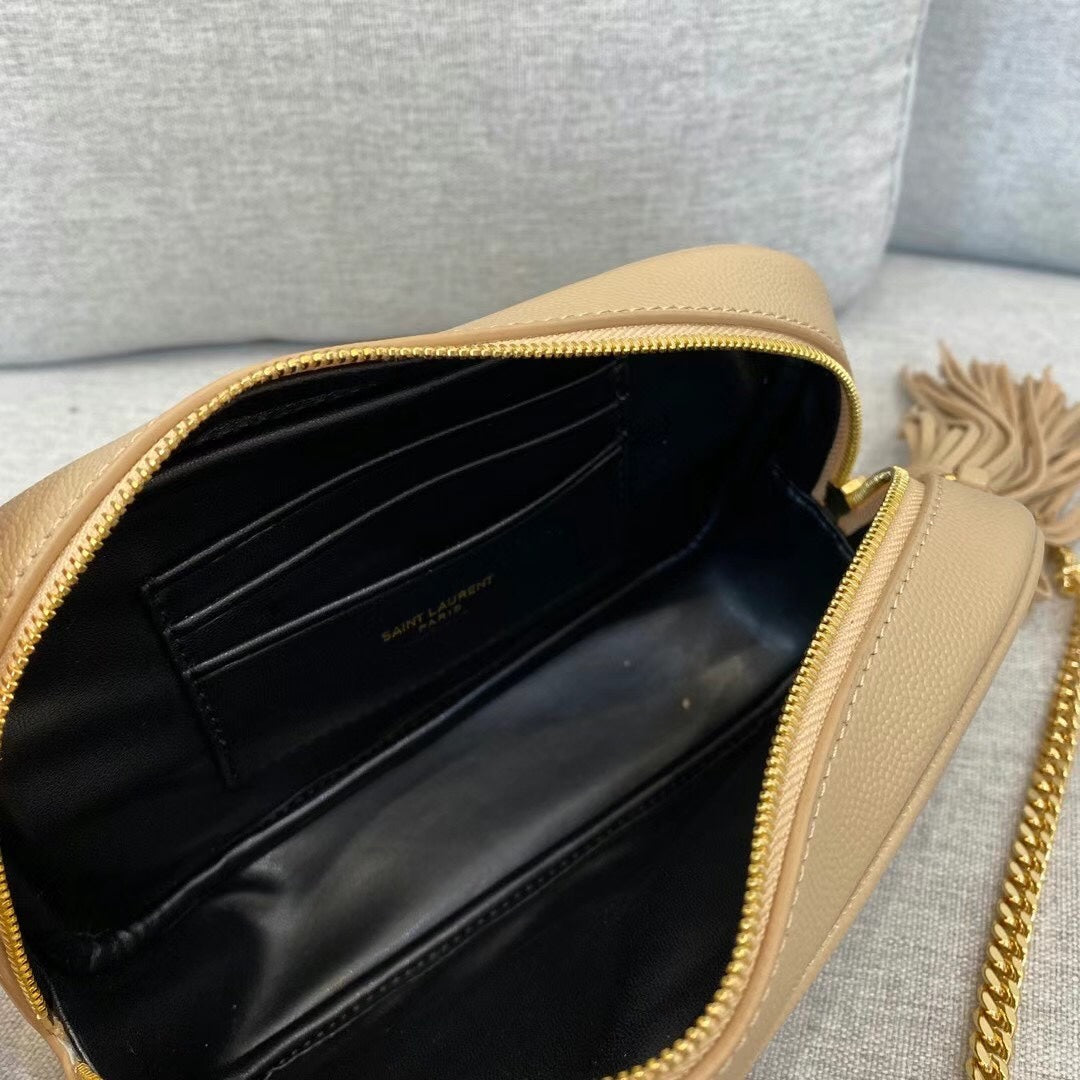 Saint Laurent Lou Quilted Leather Camera Bag - Dark Beige
