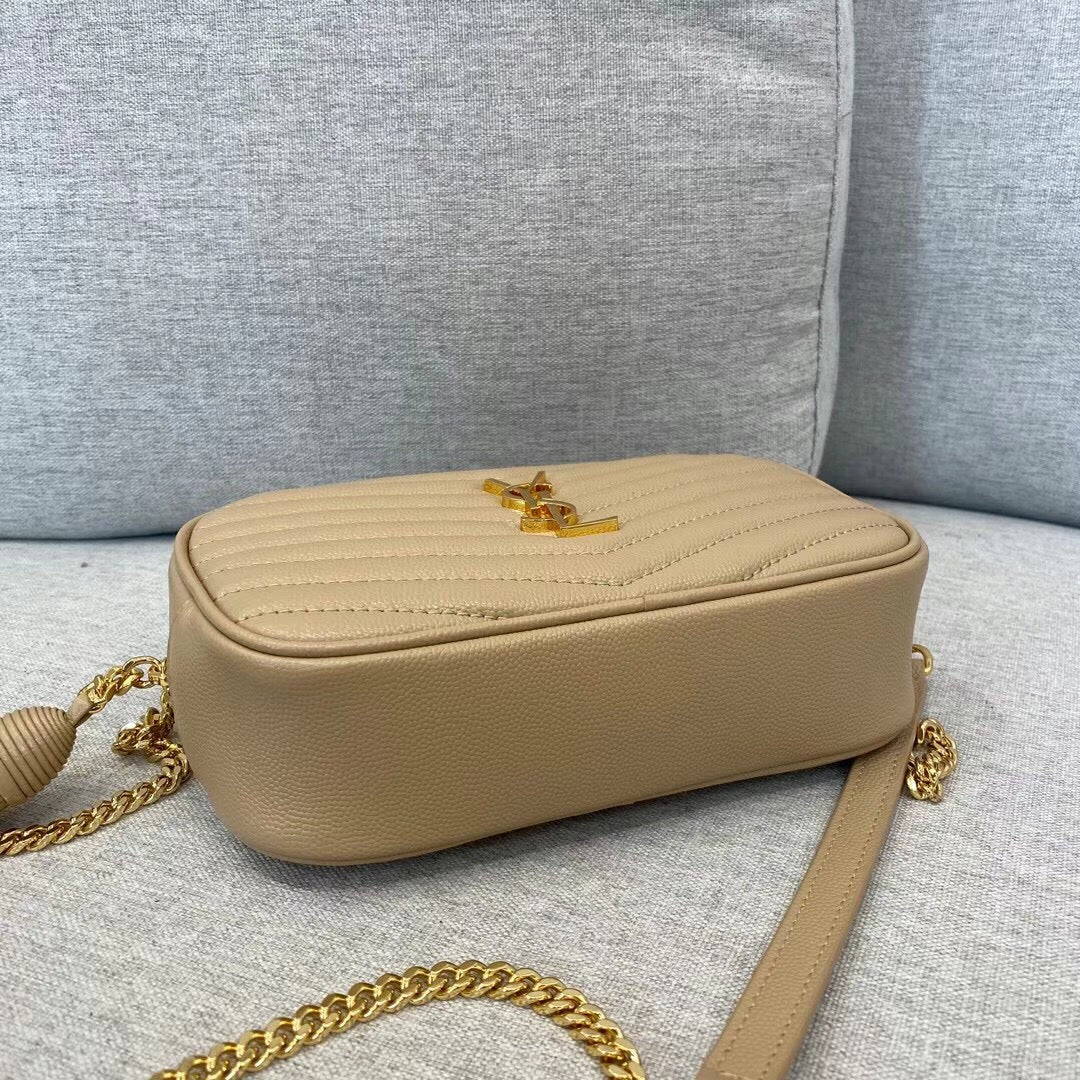 Saint Laurent Lou Quilted Leather Camera Bag - Dark Beige