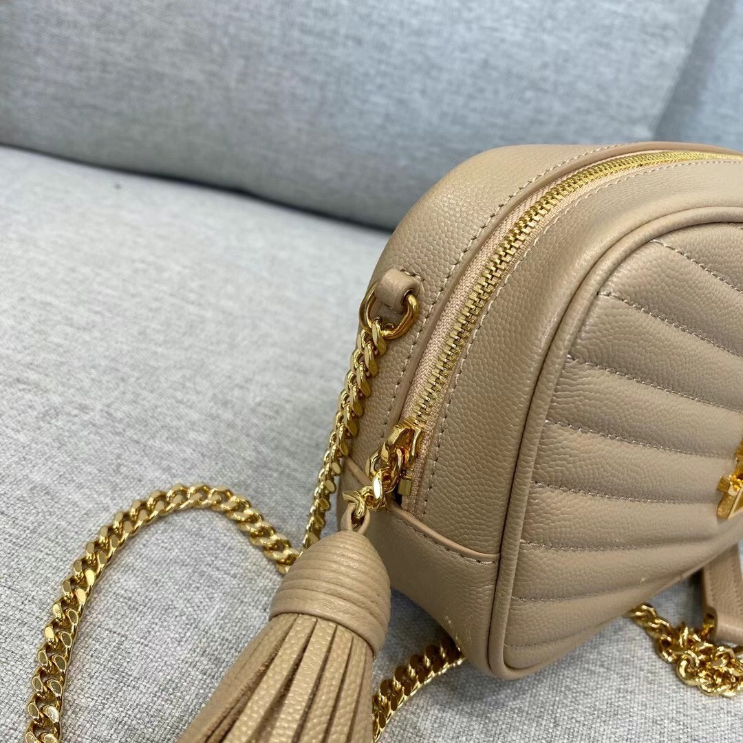 Saint Laurent Lou Quilted Leather Camera Bag - Dark Beige
