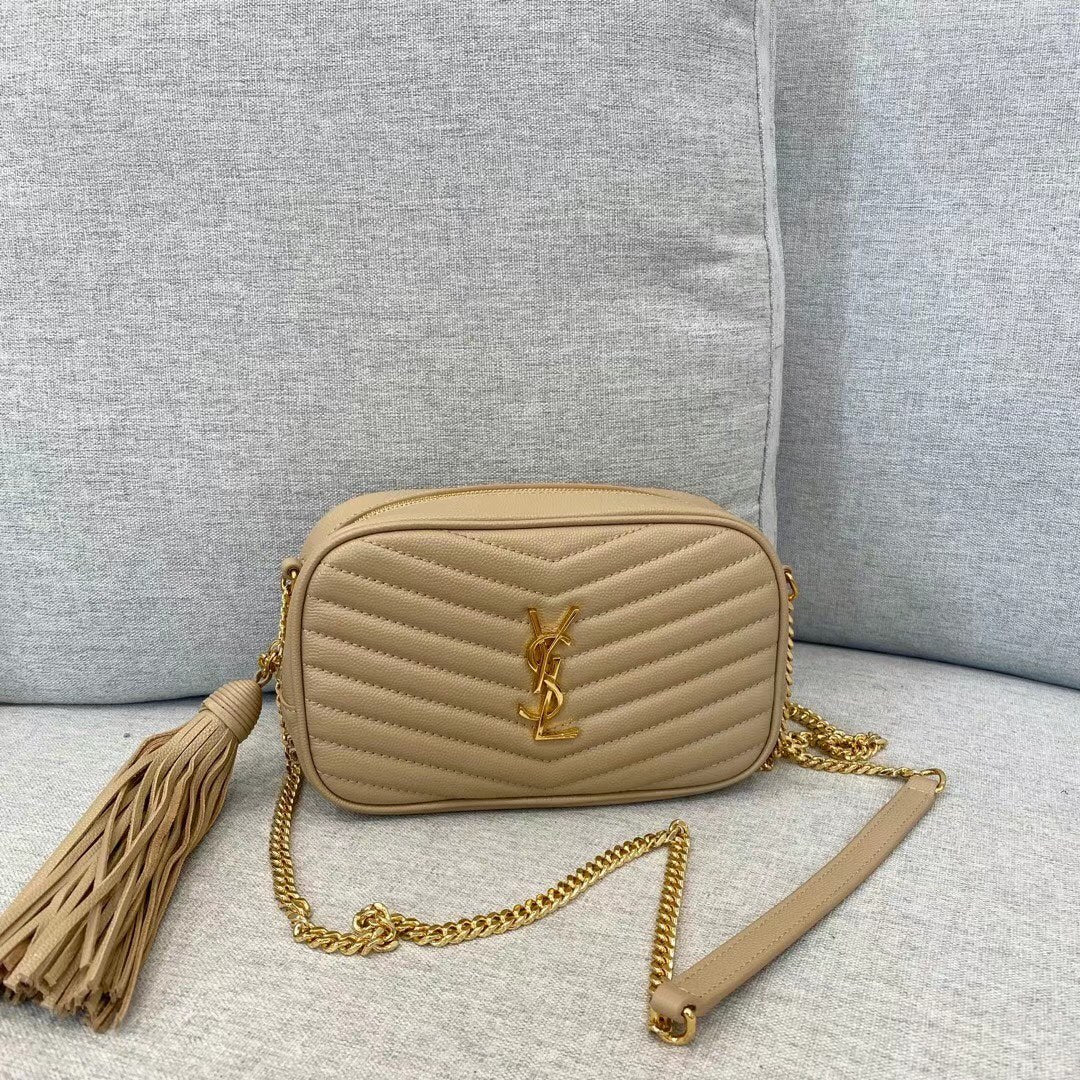 Saint Laurent Lou Quilted Leather Camera Bag - Dark Beige