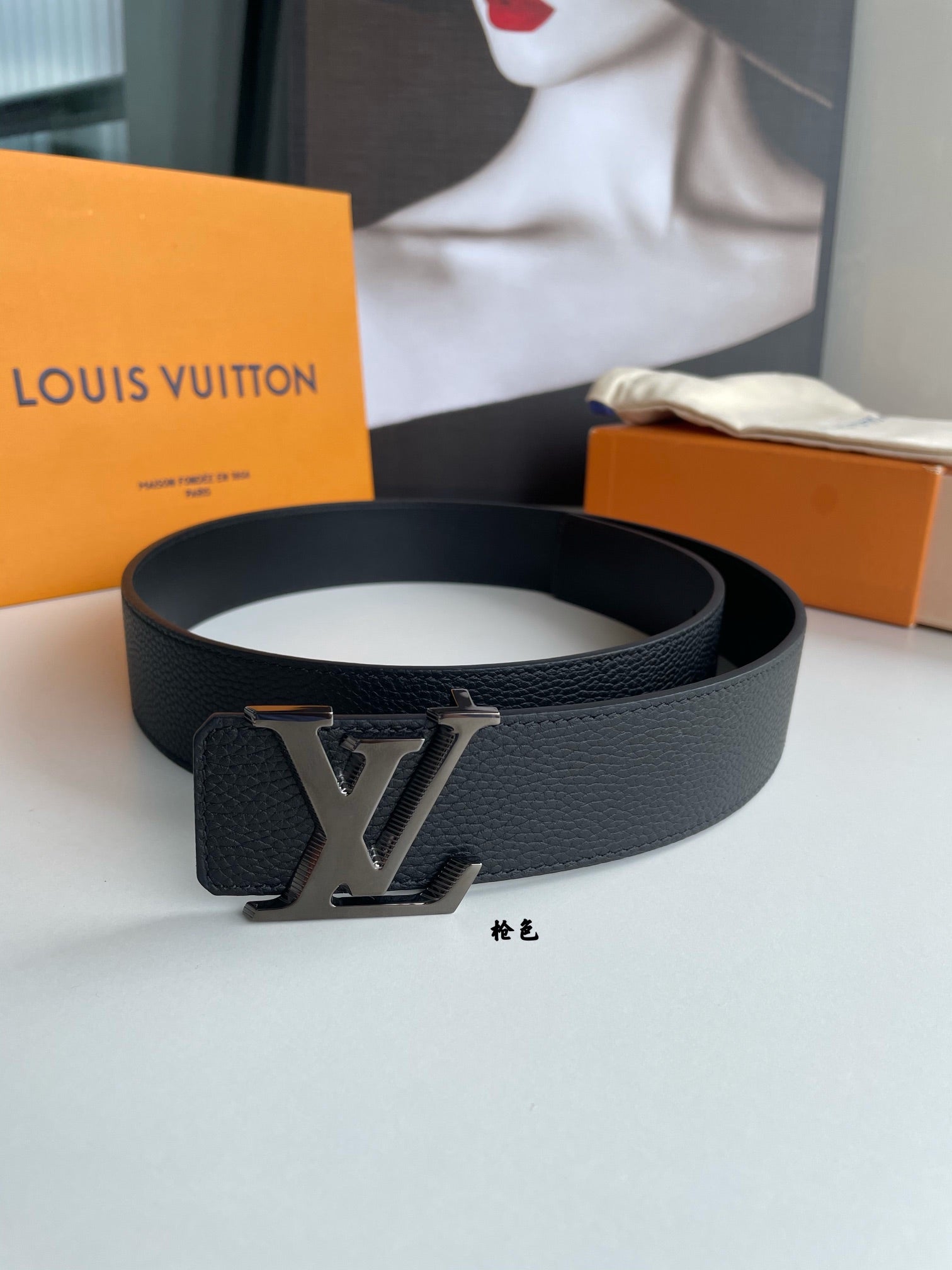 Louis Vuitton LV Initiales 40mm Belt in Black Taurillon Leather with Gunmetal Finish Buckle, Designer Men's Accessory