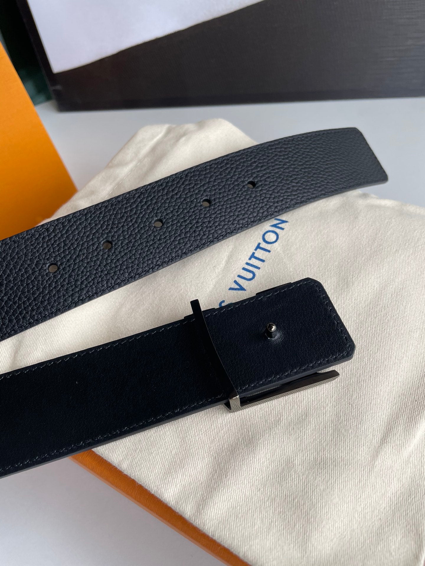 Louis Vuitton LV Initiales 40mm Belt in Black Taurillon Leather with Gunmetal Finish Buckle, Designer Men's Accessory
