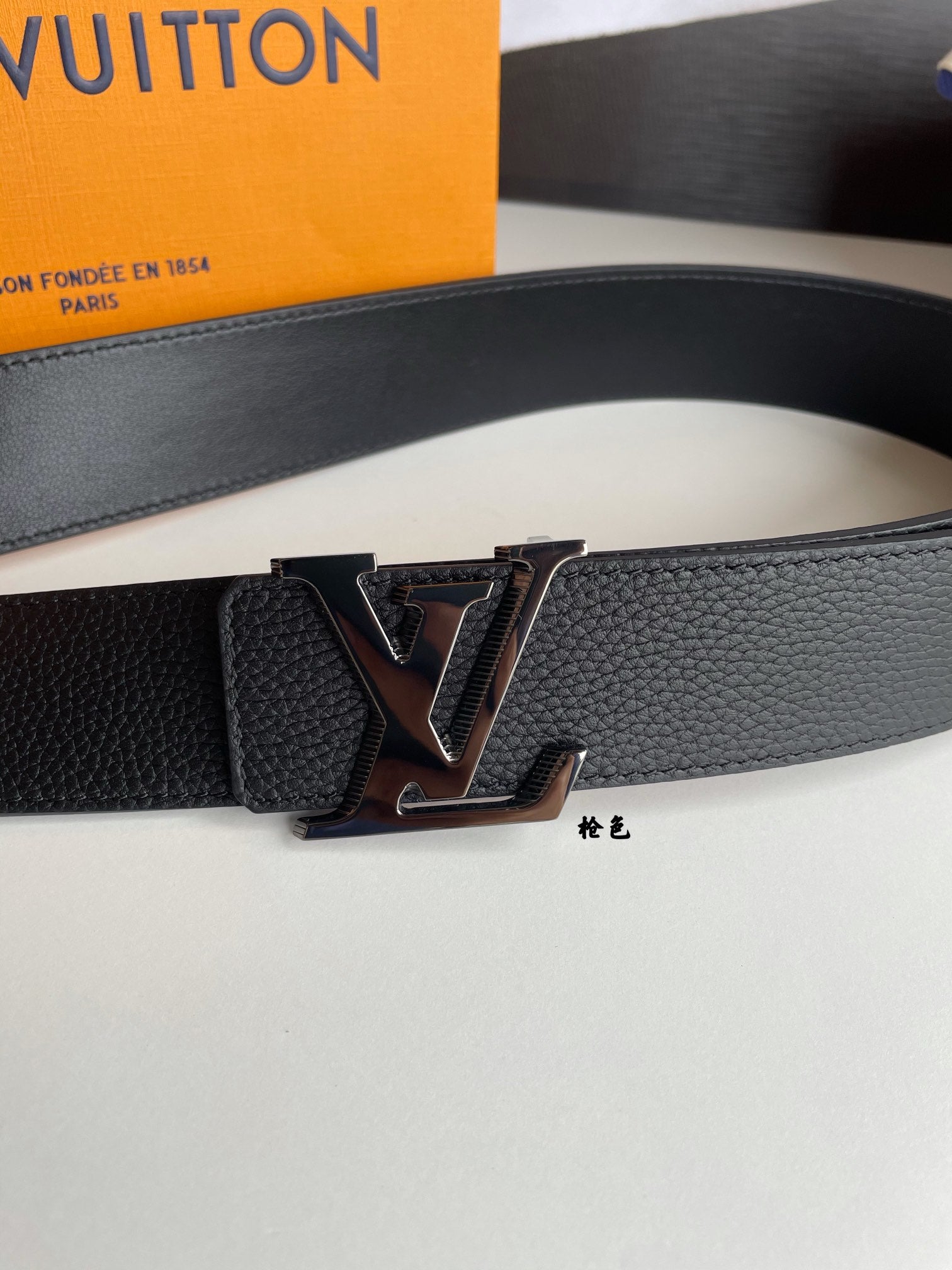Louis Vuitton LV Initiales 40mm Belt in Black Taurillon Leather with Gunmetal Finish Buckle, Designer Men's Accessory