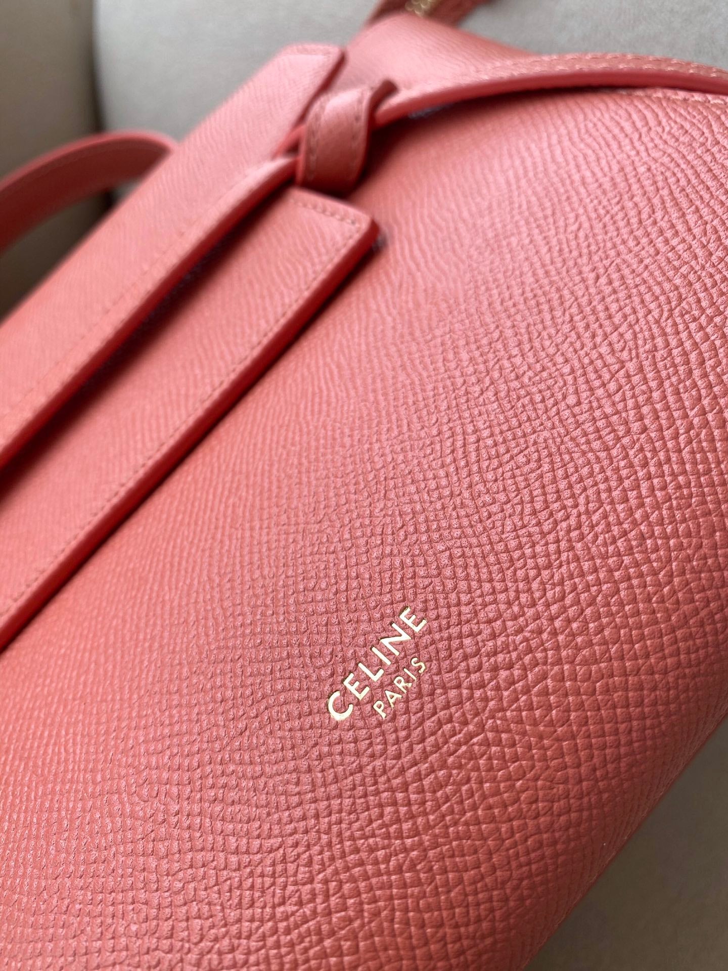 Celine Belt Bag Coral Grained Calfskin Nano Top Handle Bag