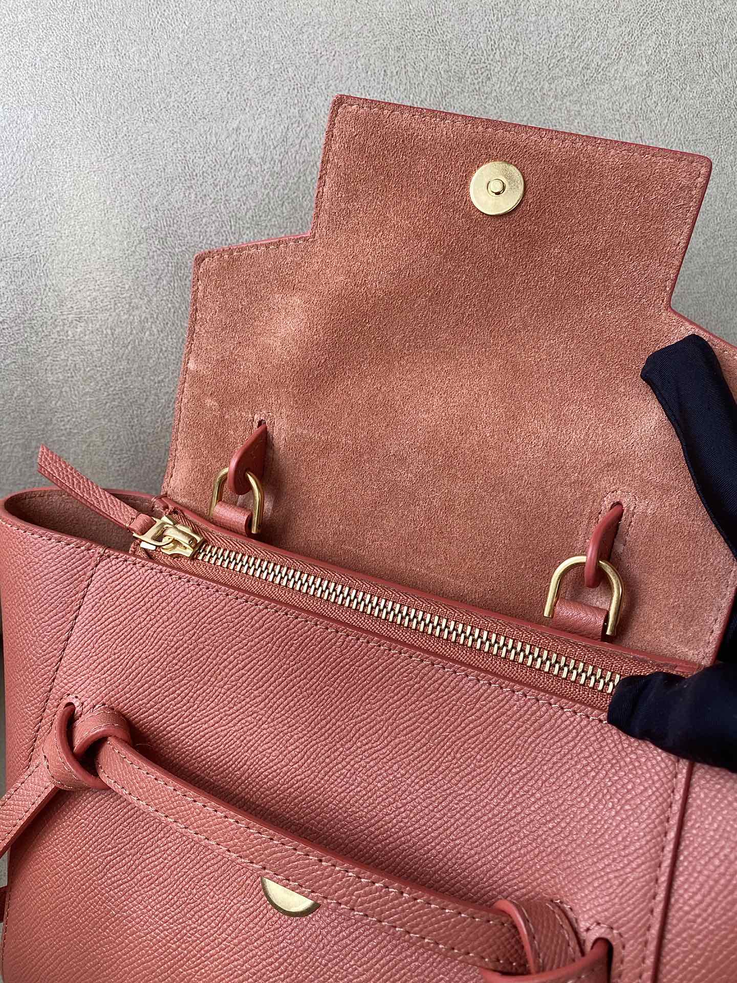 Celine Belt Bag Coral Grained Calfskin Nano Top Handle Bag