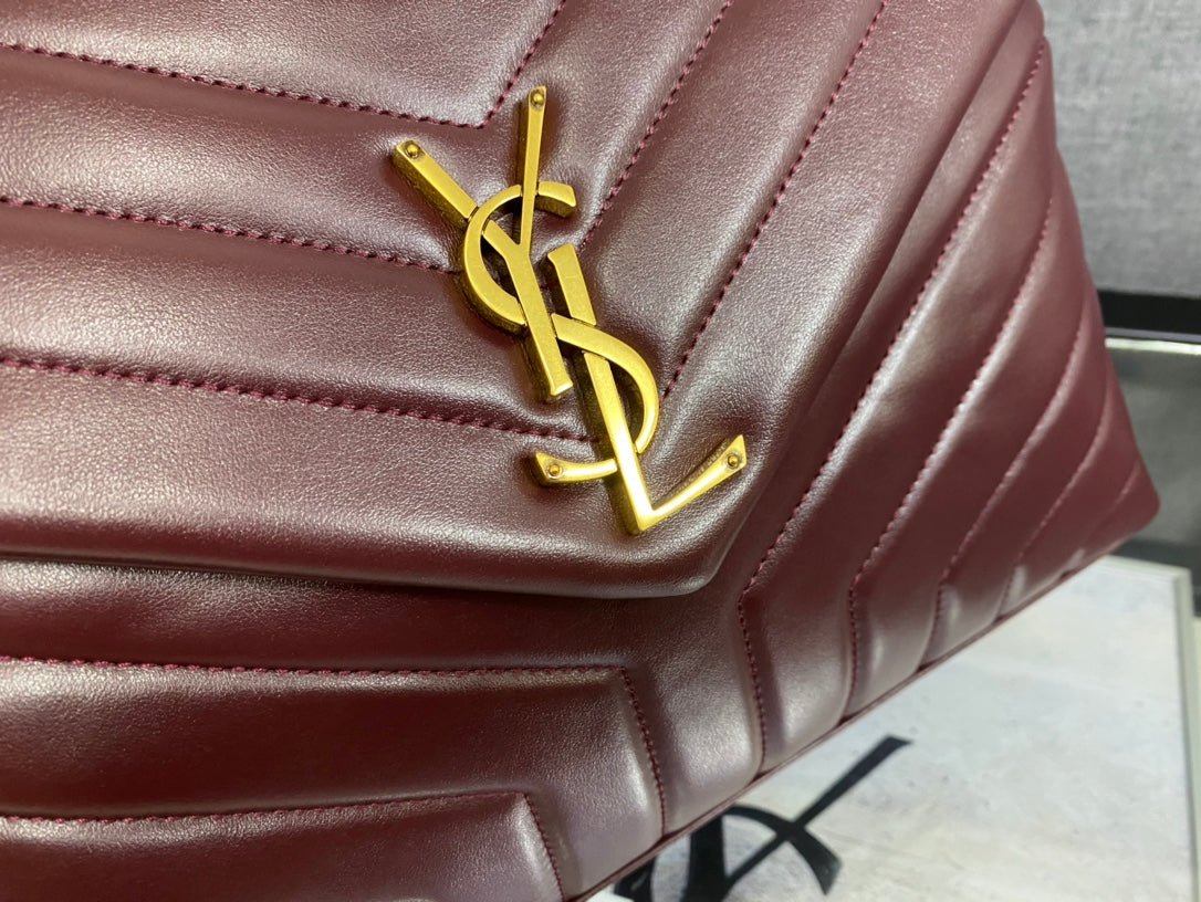 Saint Laurent Loulou Small Quilted Leather Shoulder Bag - Burgundy