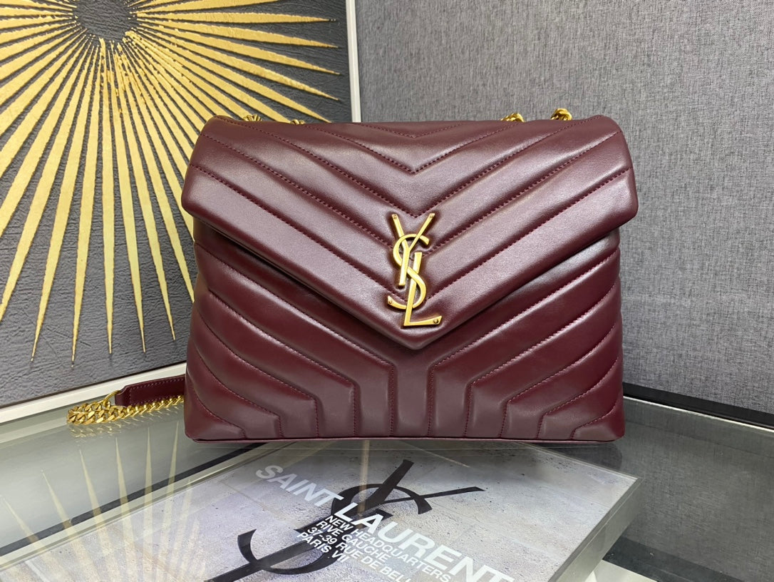 Saint Laurent Loulou Small Quilted Leather Shoulder Bag - Burgundy