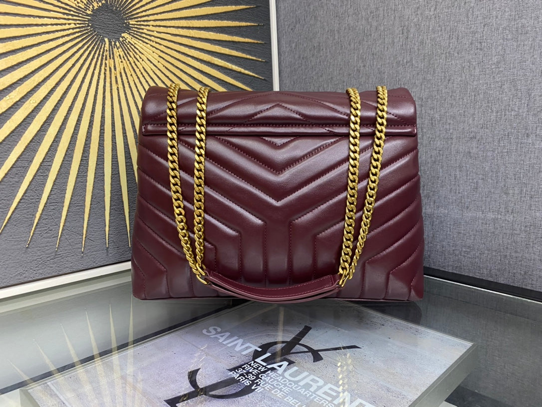 Saint Laurent Loulou Small Quilted Leather Shoulder Bag - Burgundy