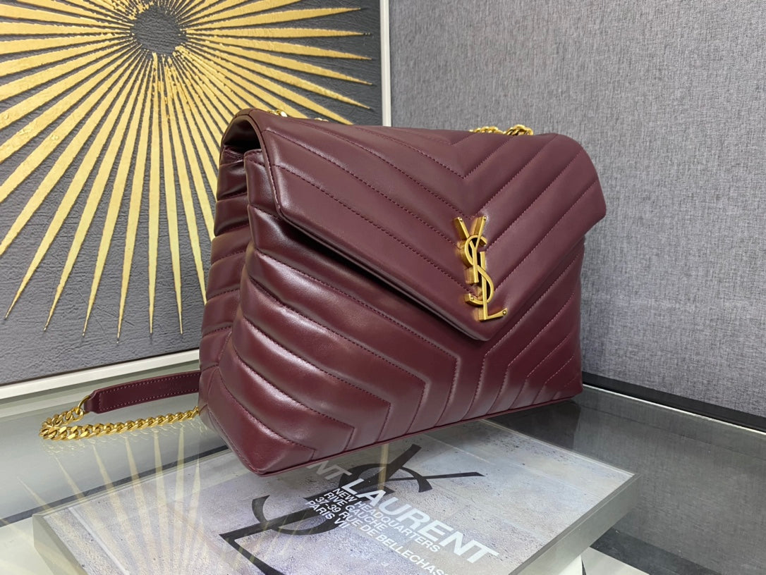 Saint Laurent Loulou Small Quilted Leather Shoulder Bag - Burgundy