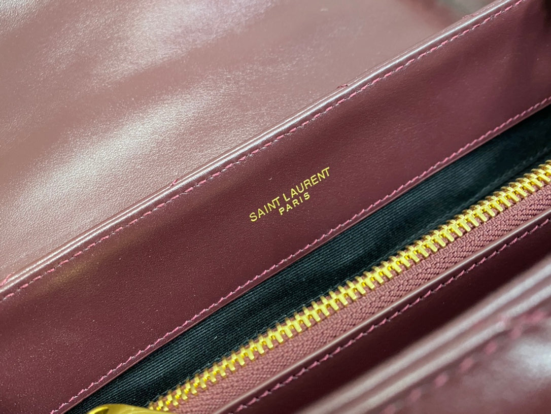 Saint Laurent Loulou Small Quilted Leather Shoulder Bag - Burgundy