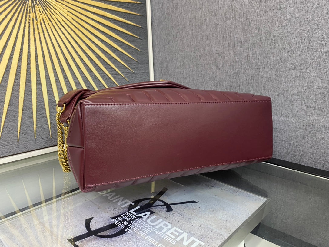 Saint Laurent Loulou Small Quilted Leather Shoulder Bag - Burgundy