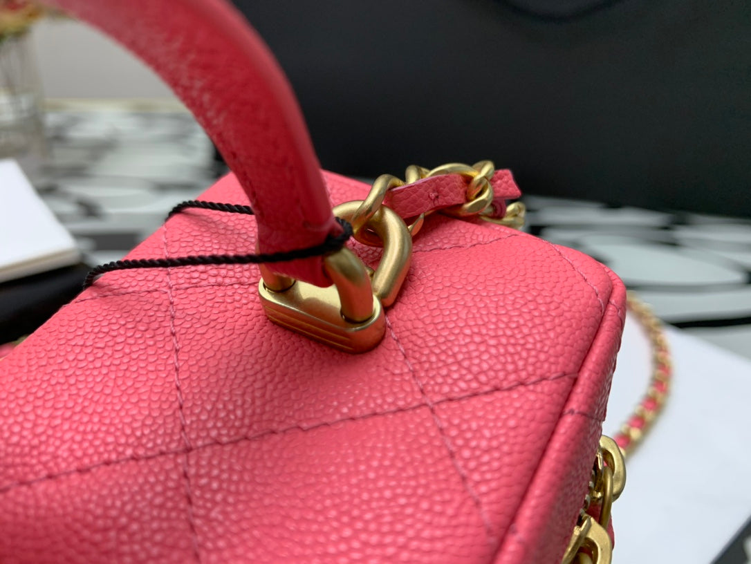 Chanel Small Vanity with Handle Pink Caviar Leather Gold-Tone Hardware