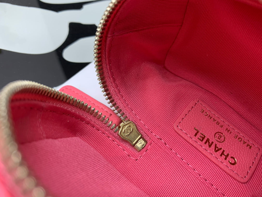 Chanel Small Vanity with Handle Pink Caviar Leather Gold-Tone Hardware