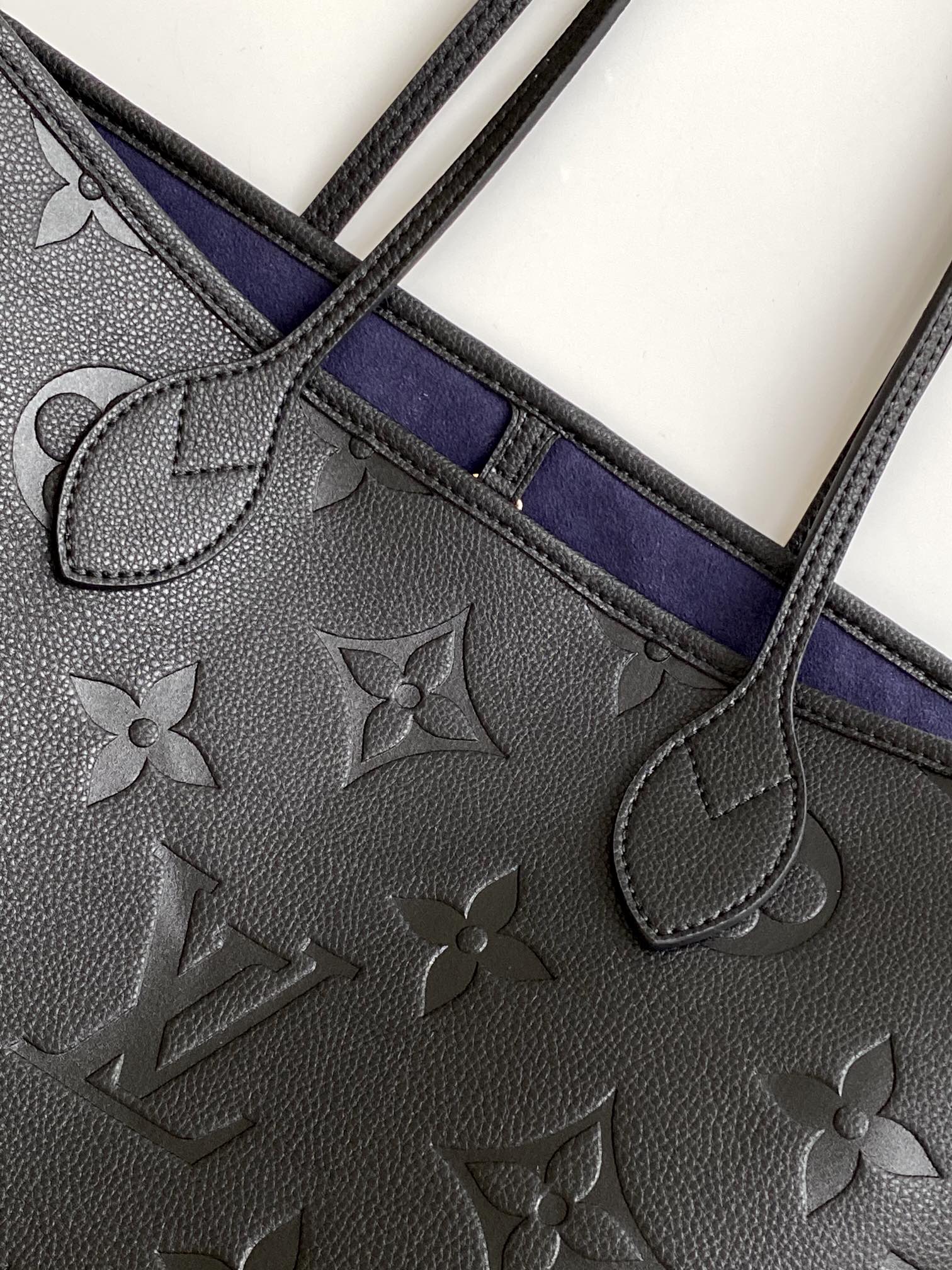 Louis Vuitton Neverfull MM Monogram Empreinte Leather Tote Bag - Noir