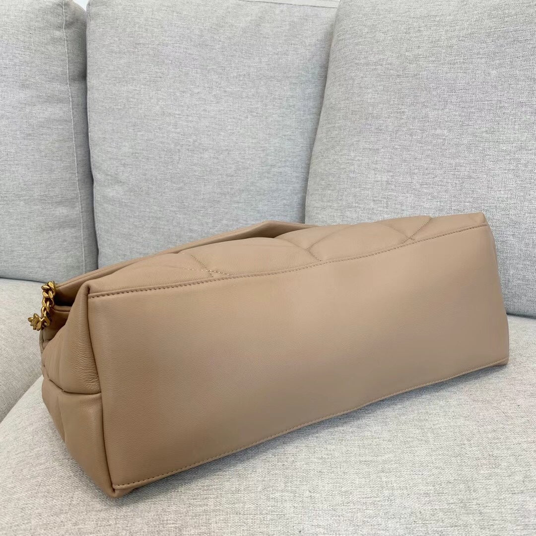 Saint Laurent Loulou Puffer Small Chain Bag in Quilted Lambskin - Beige