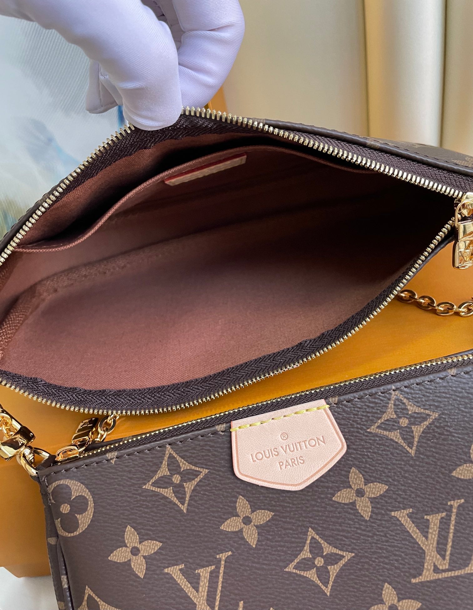 Louis Vuitton Multi Pochette Accessoires Monogram Canvas with Rose Claire Strap