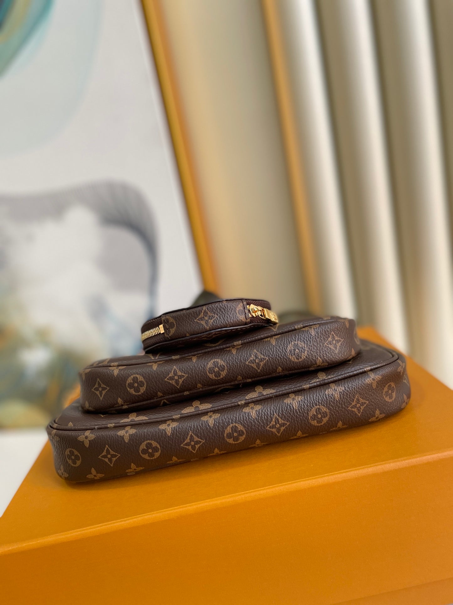 Louis Vuitton Multi Pochette Accessoires Monogram Canvas with Rose Claire Strap