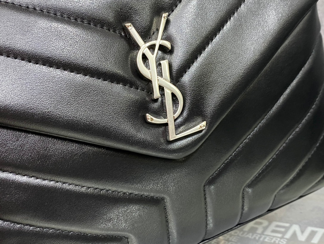 Saint Laurent Loulou Medium Chain Bag in Matelassé "Y" Leather - Black with Silver Hardware
