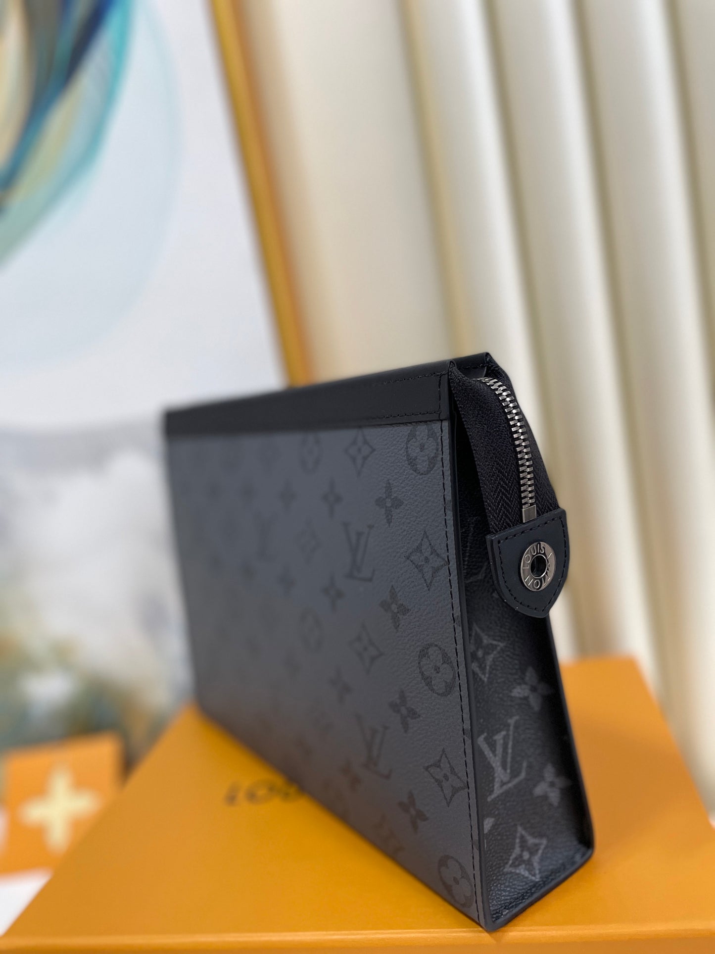 Louis Vuitton Pochette Voyage MM Monogram Eclipse Canvas Pouch