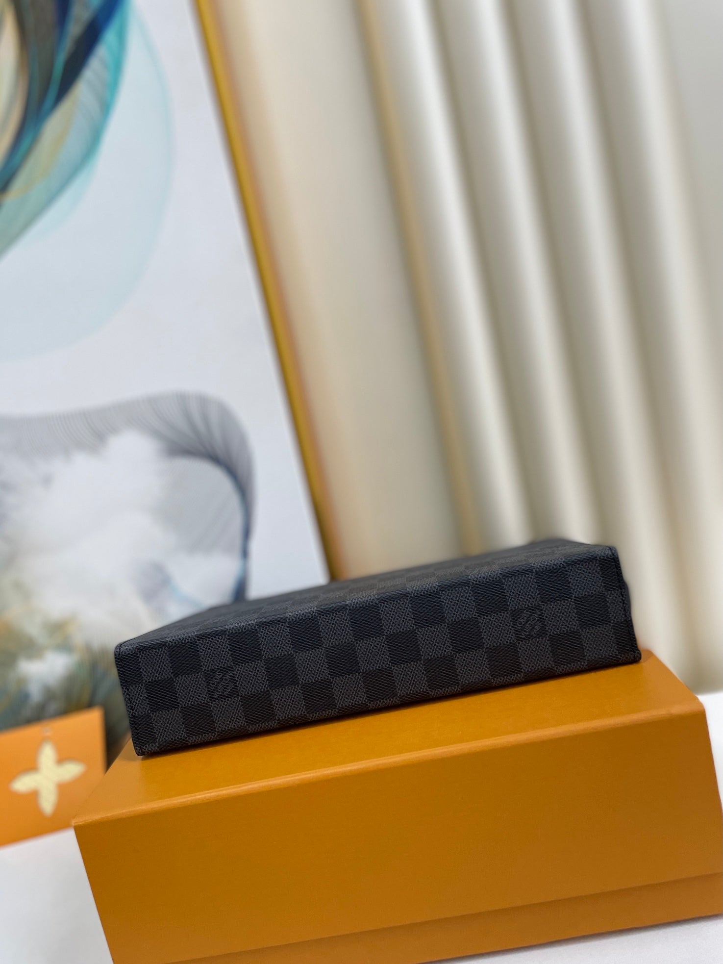 Men's Checkerboard Damier Graphite Style Clutch Bag - Pochette Voyage MM Toiletry Pouch
