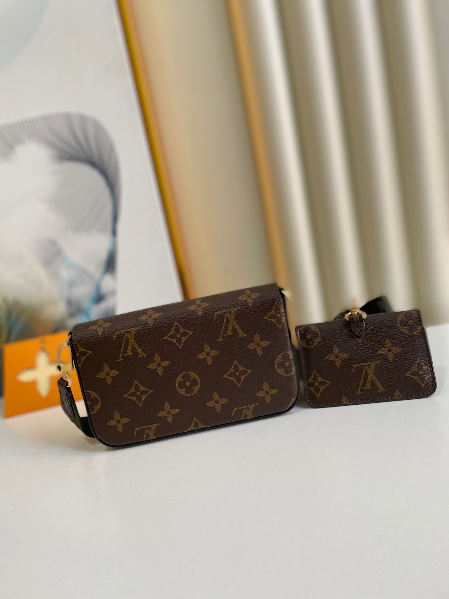 Louis Vuitton Félicie Pochette Monogram Canvas Crossbody Bag with Small Pouch Set