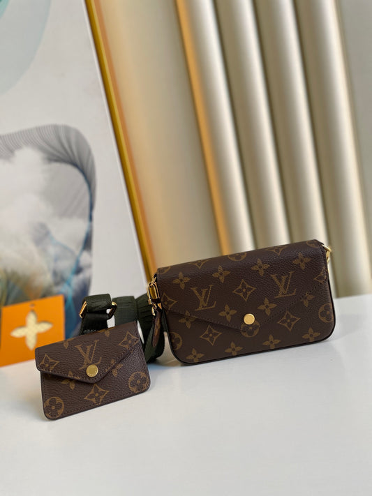 Louis Vuitton Félicie Pochette Monogram Canvas Crossbody Bag with Small Pouch Set
