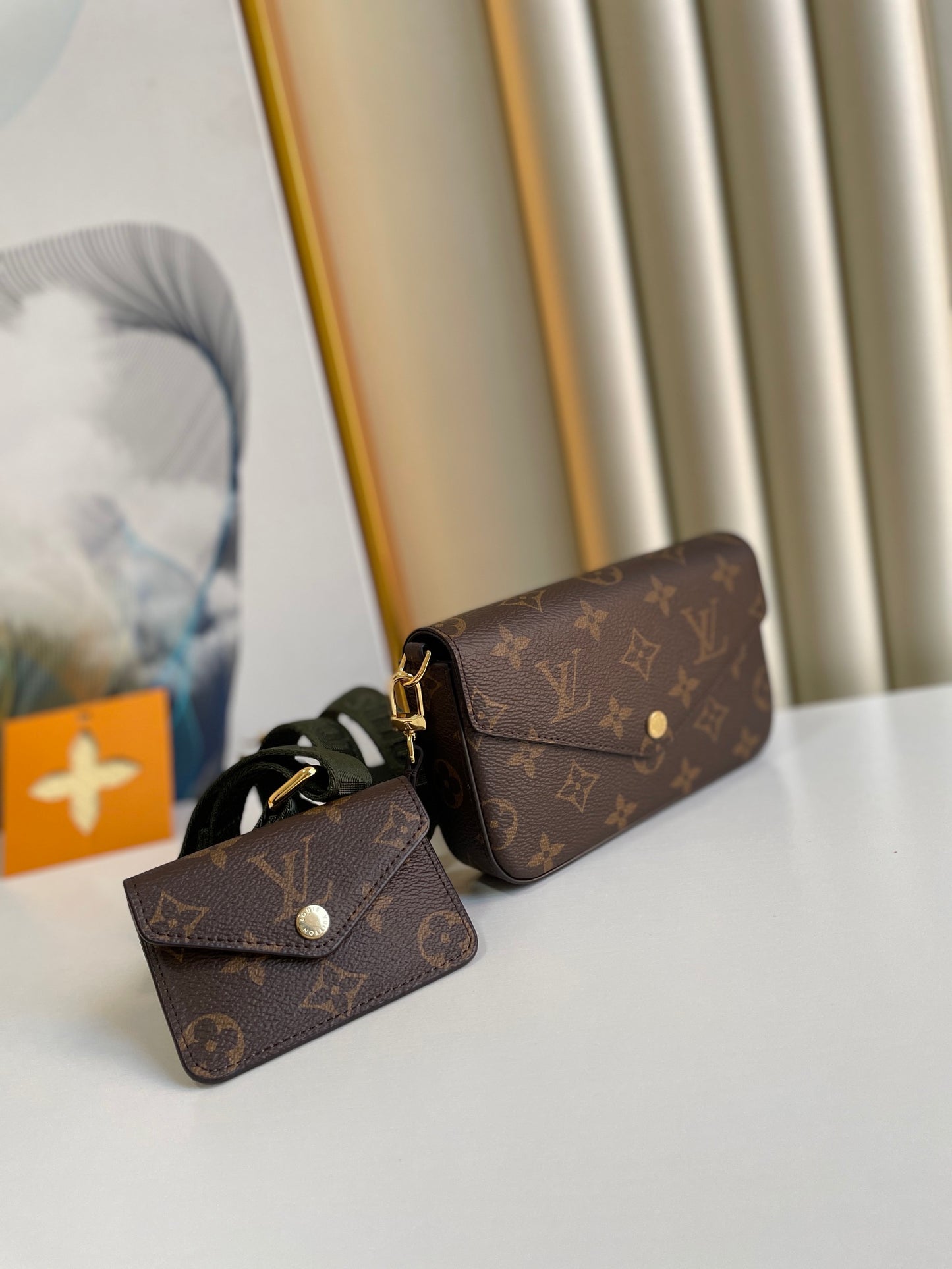 Louis Vuitton Félicie Pochette Monogram Canvas Crossbody Bag with Small Pouch Set